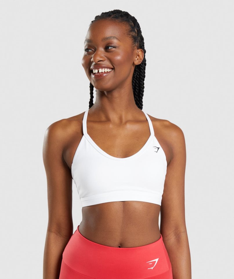 Women\'s Gymshark V Neck Sports Bra White | CA 0N6D7A